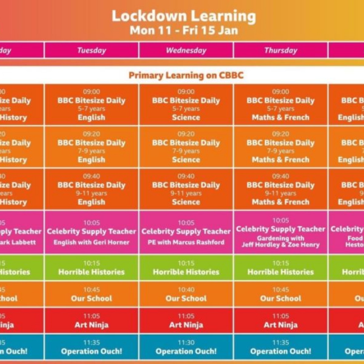 Westlands Primary School - CBBC Programme schedule